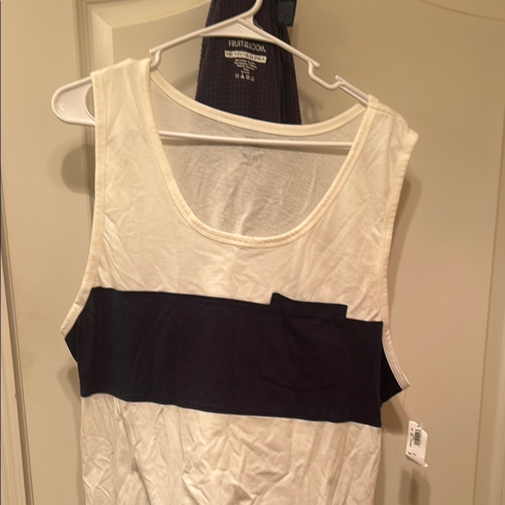 Fruit of the Loom White and Cream Tank Top
